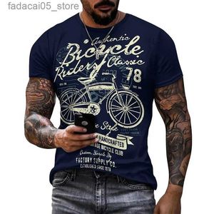 Męskie koszulki rowerowe rower retro sportowy rower 3D T-shirt męski koszulka O Black Street odzież z krótkim rękawem Odzież wysokiej jakości Q240426