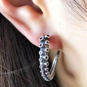 Bolzenohrringe UVW262 2pc Unisex Punk Edelstahl Tintenfleisch Tentakel Ohr für Männer Accessoires Silber Farbe Pendientes Brincoos