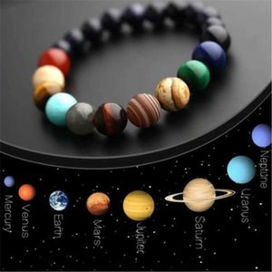 Pärlstav 2024 8 Planet Ball Armband för Mens Natural Stone Universe Yoga Sun Chakra smycken gåvor Direkt frakt
