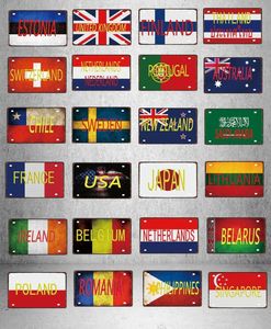 Португалия Таиланд Сингапурский национальный флаг Металлический рисунок табличка с металлической винтажной сувенирной сувенирной магазин домашний арт декор 30x15 см W016785130
