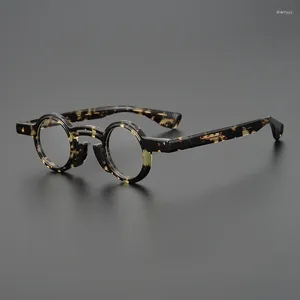 Occhiali da sole cornici fatti a mano occhiali rotondi a mano maschio e femmina tartaruga giallo piccolo telaio miopia anti-blu scolorimento