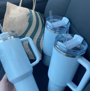 Американский запас неоновый желтый зимний розовый гаситель Tumblers H2.0 40 унций из нержавеющей стали чашки с крышкой силиконовой ручки и кружки соломенной машины.