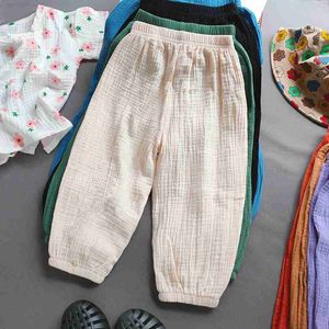 Trousers Summer boys and girls cotton linen pants casual baby loose harem pants girls breathable pants childrens clothingL2404