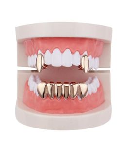 hiphop slät grillz äkta guldpläterad gyllene silver tandgrillar tiger tänder rappare kropp smycken fyra färger gyllene silver rose9639484