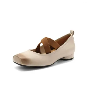 Scarpe casual vera pelle split punta mary janes femminile elastico peep lolita rotonde pompe alte balletto vintage nere