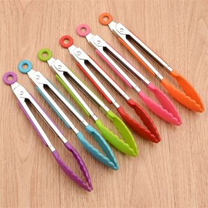 Silicone Food Tong Stainless Steel Kitchen Tongs Silicone Non-slip Cooking Clip Clamp BBQ Salad Tools Grill Kitchen Accessories