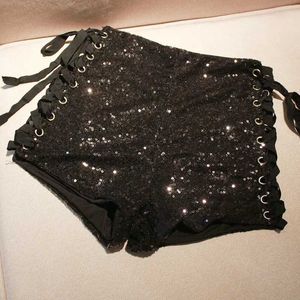 Women's Shorts High Waist Sexy Sequined Bandage Shorts Dj Pole Dance Micro Shorts For Women Y240425