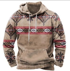 Vintage tröja 3d tryck hoodies lösa modemän hoodie semester hoodie länge ärm män kläder