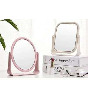 Folding Plastic Mirror Ny dubbelsidig roterande fåfänga spegel liten färsk och ren färg fällbar smink skrivbord liten spegel