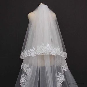 Wedding Hair Jewelry Lace Cathedral 2 Layers Wedding Veil 3 Meters 2T Cover Face Bridal Veil with Comb Blusher Veil Wedding Accessories