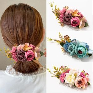 2024 Bräute Hochzeit Blume Haar Kamm Haarnadel Brautjungfern Kopfschmuck Haar Kämme Haarzubehör für Frauen Mädchen Blumen Haarnadeln