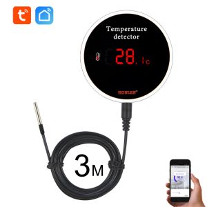 Moduli konlen tuya sensore di temperatura wifi 3m sonda filo termicometro digitale termometro smart home water pool allarme remoto