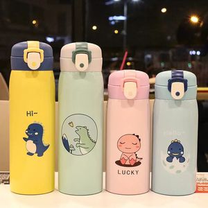 350/500ml Dinosaur Thermal Mug Bouncing Lid Stainless Steel Thermos Water Bottle for Kids Children Child School Christmas Gift 240416