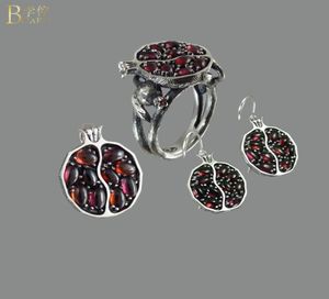 Vintage Rings For Women Wedding Garnet Ring Fruit Pomegranate Rattan Rose Gold anillo de mujeres Party Gift Femme bague Z57157170