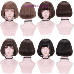 Giappone e Corea del Sud Nuova parrucca femmina Bobhead Air Bangs Wig Natural Trim Short Hair set Fuffy Inside Roll