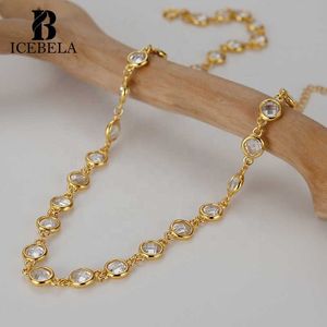 Hot Sale Fashion Jewelry Original Design Moissanite Necklace 18K Gold Plated Diamond Inlaid ClaVicle Chain Halsband för flickor
