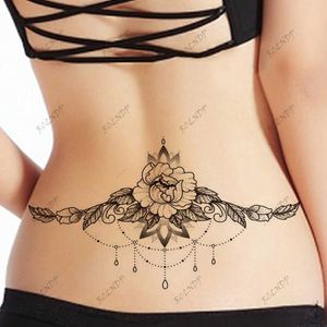 Tattoo Transfer Waterproof Temporary Tattoo Sticker Floral Geometric Mönster är sexiga falska tatuer -flash tatoo bröst midja tato för tjej kvinnor 240426