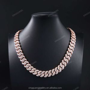 Hot Saise 15mm VVS Moissanite Chain de diamante Cuba Link S925 Colares de jóias finas de jóias de ouro cheias de prata