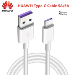 Laddare Original Huawei 5A/6A Typec -kabel USBA till USBC USB -laddare Hög effekt för mobiltelefon Tablett Laptop 1M lång med retialbox