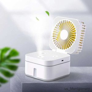 Elektrik Fanları Kare 2-1 arada Nemlendirici Sessiz Mini Fan Taşınabilir Masaüstü Hava Soğutucuları Yaz Ev Ofisi İçin Akıllı Kişisel Soğutma Aracı