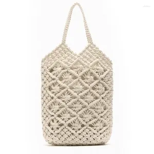 Totes 2024 Cotton Thread Woven Bag Single Shoulder Z European And American Style