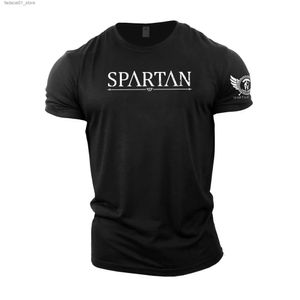 T-shirt spartan retrò per magliette maschile per uomo estate a maniche corte hip-hop-hop sport oversize sports sports casual top q240426