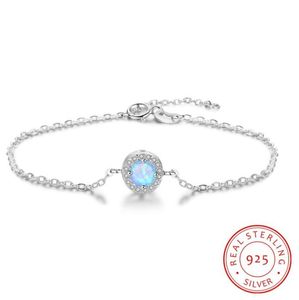 Blue Fire Opal Link Łańcuch ślubny biżuteria 925 srebrne bransoletki europejskie okrągłe kształt akcesoria bransoletki biżuteria do WO1337395