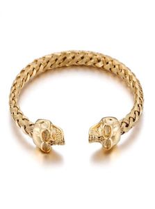 316L rostfritt stål Guldknuttråd manschett Bangle Skull End Armband Friends Gift8484782