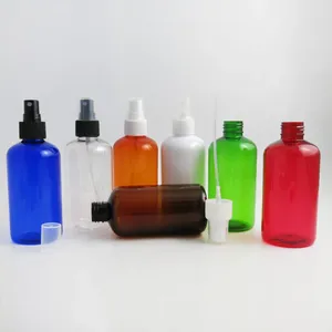 Lagringsflaskor 24 x 220cc bärnsten vit blå grön röd orange klar stor plast dim spray parfym 220 ml atomiser kosmetiska behållare