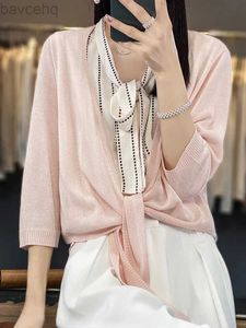 Sjalar Spring and Summer Womens New Breattable Korean Style Thin Cardigan Shawl kjol med solskydd stickad jacka D240426