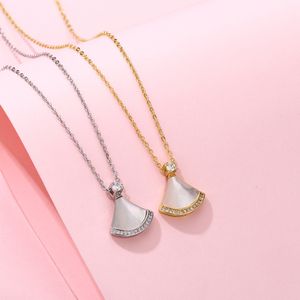 925 Silver Seiko light luxury white Friary skirt necklace for women ins simple fashion personality temperament superior sense clavicle chain