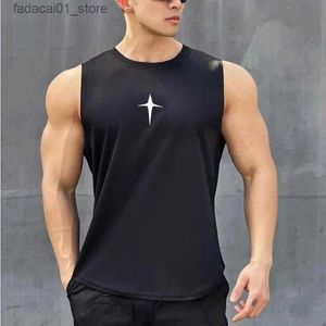 Men's T-Shirts summer Sleeveless vest outdoor sport tank top running fitness undershirt quick drying round neck gym T-shirt men Breathable topQ240426