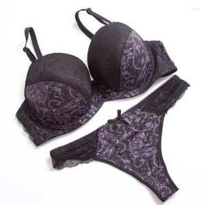 BRAS Solid Cup 40f 40e 40dd 38e 38f 38dd 36f 36e 36dd 34f 34e Frauen Push up Bra Set sexy Spitzenfloral Tops Marke BH B3-