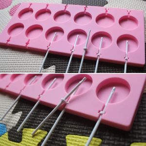 Moldes de forma redonda molde de silicone Lollipop Molde Crianças Ferramentas de panificação de bricolage para doces de chocolate Biscoit Home Kitchen Acessórios