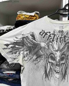Herren-T-Shirts Y2K New Hip Hop Schädel Muster rund Hals extra große Retro-Herren Kurzarm Gothic Clothing Top Q240425