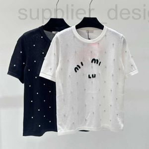 Women's T-Shirt designer 24 Summer New Fashion Versatile Casual Heavy Industry Water Diamond Letter Knitted Short Sleeves 9P6E