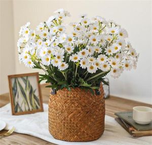 Flores decorativas grinaldas White Daisy Bouquet Diy Plantas de decoração de seda artificial Fake Flower Garden Wedding Party6220312