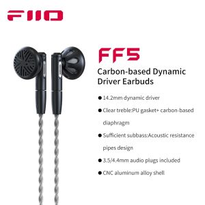 Cuffie FIIO FF5 Earbudi Driver dinamici a base di carbonio Shell di allumio da 3,5 mm/4,4 mm Cavo staccabile MMCX Aurnello