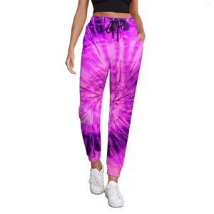 Women's Pants Tie Dye Ladies Pink And Purple Aesthetic Sweatpants Spring Casual Pattern Trousers Big Size 2XL