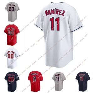 Anpassade basebolltröjor Guardians Jose Ramirez Shane Bieber Jim Thome Harold var Rosario Ricky Vaughn Franmil Reyes Home Away Jersey Men Women Youth S-3XL