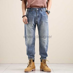 Designer Jeans Mens Spring/Summer Jeans Men's Trendy Brand Loose Harlen Pants Men's Washed Trendy All Cotton Jeans Men's