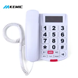 Tillbehör iakemisk hemuppringare ID Big Button Corded Telefon för hörsel och synskadad telefon för seniorer med extra högt ringare