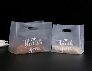 Storage Bags 50 Pclot Clear Plastic Bag With Handle For Shopping Store Food Take Away Business Packing Package Whole Thank Yo5431312