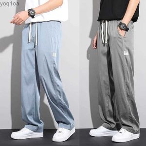 Męskie dżinsy plus rozmiar 5xl miękki materiał Lyocell Męskie dżinsy Sprężyna/letnia kieszeń prosta spodnie szczotkowane elastyczne talia Koreańska swoboda męskie JeanSl2404