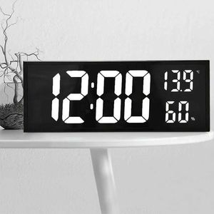 Wall Clocks 16 Inch Digital Wall Clock with Remote Control Temperature Humidity Night Mode Table Clock 12/24H Electronic Wall Big LED Clock