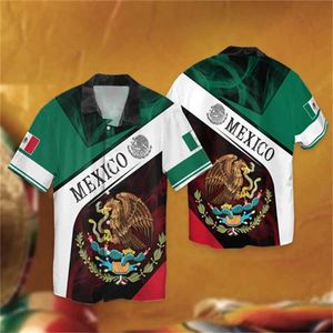 Camisas casuais masculinas bandeira México Camisas impressas para homens para homens