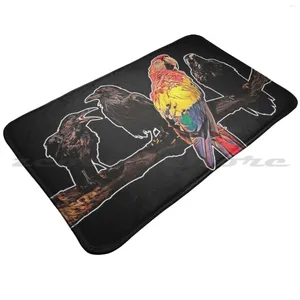 Halılar Kargalar ve Macai Yumuşak Slip Slip Mat Halı Halı Yastık Karga Parrot Scarlet Kırmızı Bireysellik