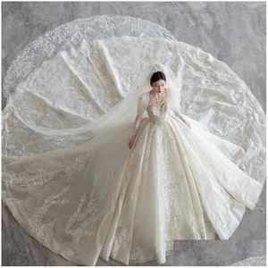 Vestidos de noiva de linha 2024 Tle Beautif Vestidos de noiva Novos Apliques de moda Lace vintage boho vestido vestido de noiva manto mariee bac ot8qz