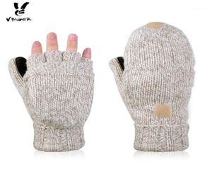 Vbiger Unisex Winter Gloves Warm Wool Flip Top Gloves Flocking Warm Knitted Halffinger for Men Women19057022