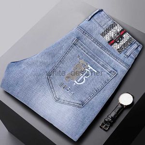 Дизайнерские джинсы Мужские модные бренд модные мужские весенние летние джинсы Эластичная слаба